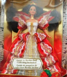 1997 RESPLENDENT BRUNETTE BARBIE DOLL HAPPY HOLIDAYS NEW IN BOX, BOOKLET